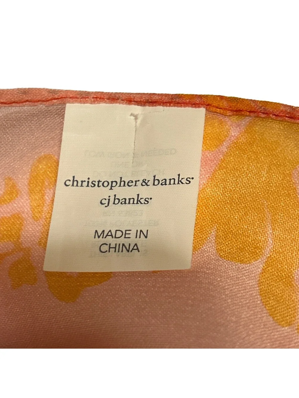 Orange Multicolor 100% Polyester 60” X 13” Scarf Christopher  A Banks Cj Banks